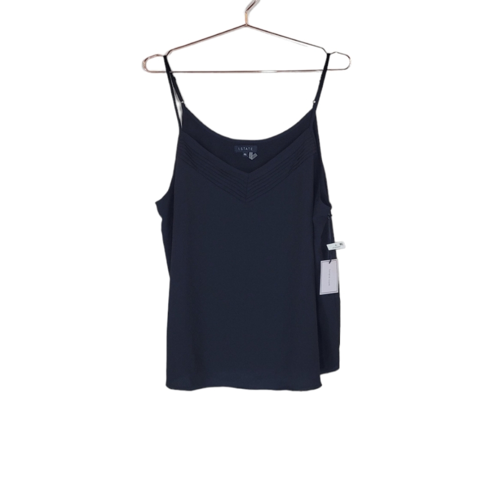1. STATE Black Pintuck V-Neck Camisole Top Size XXL